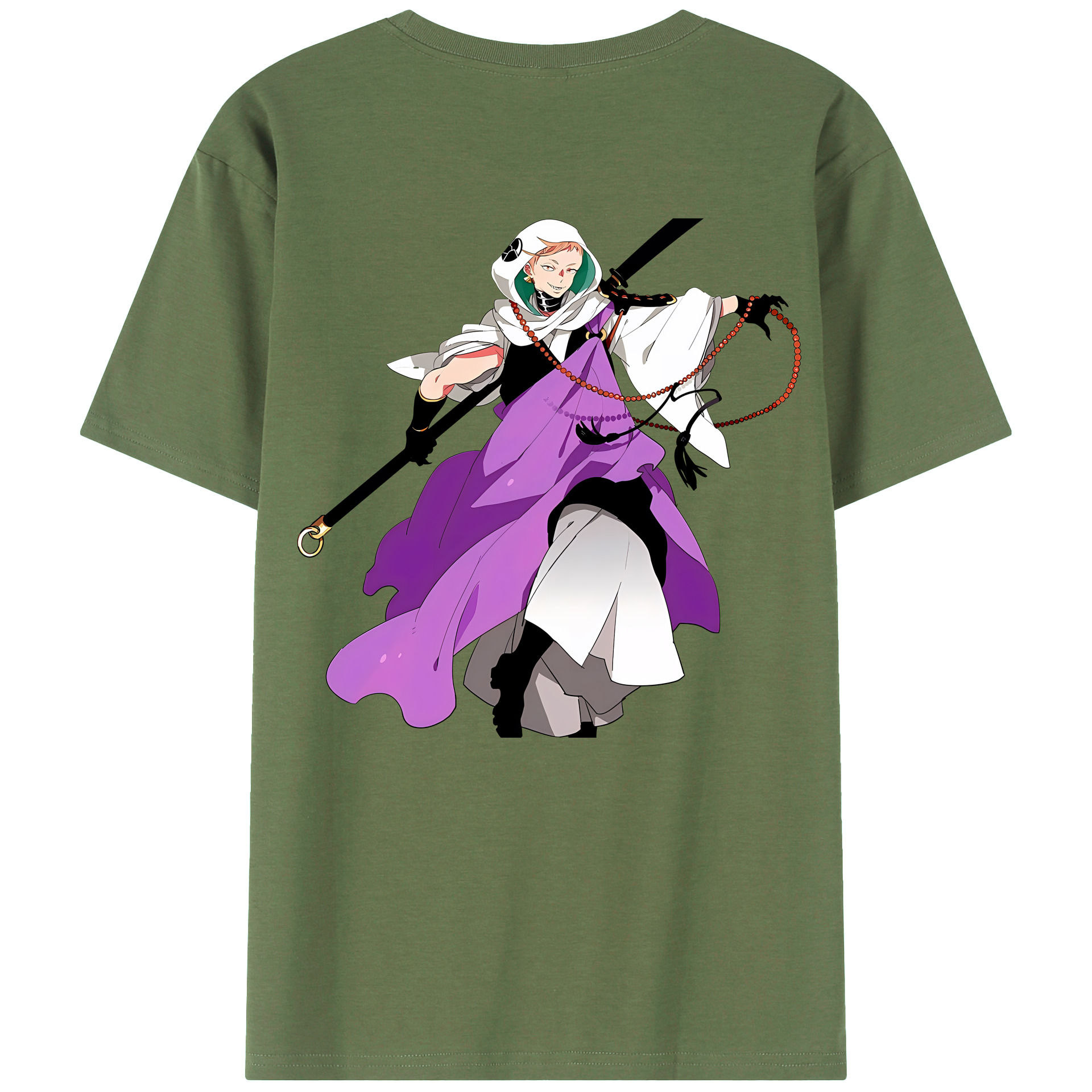 （画像用） 刀剣乱舞 Touken Ranbu 綿100％ メンズ半袖Tシャツ（バックプリント） 通気性